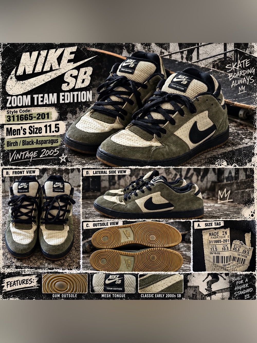 Team Edition Men’s Skate Shoes - Olive/Black